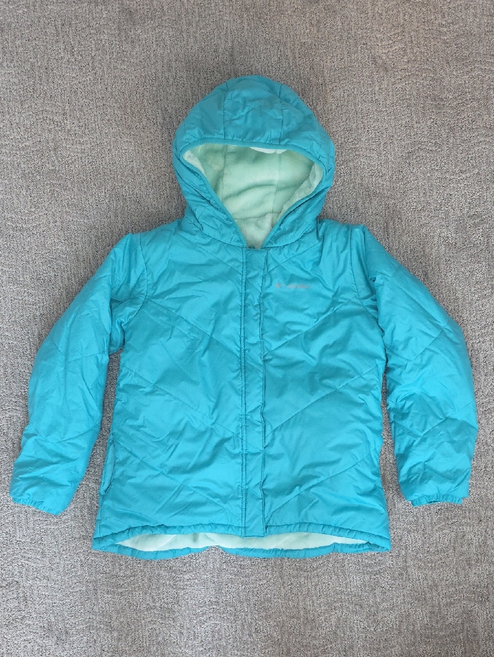 Columbia Girls XL 18/20 Reversible Heavy Fur Lined Hooded Winter Coat